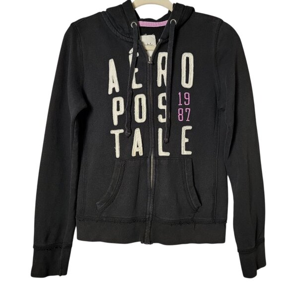 Aeropostale Jackets & Blazers - Aeropostale Womens Y2K 2000s Graphic Embroidered Full Zip Hooded Jacket Medium